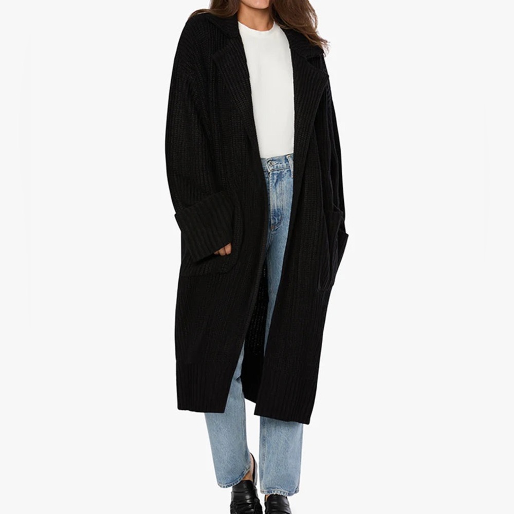 WeWoreWhat Oversized Knit Coatigan in Natural in Black